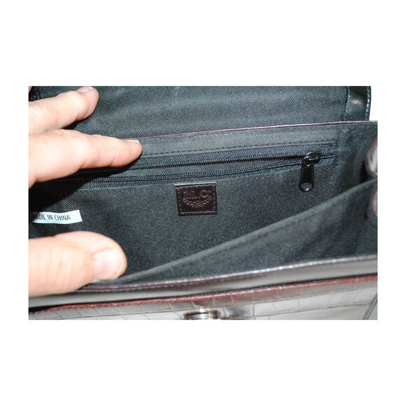 M.C. Marc Chantal Brown Alligator Croc Leather Handbag Purse Shoulder Crossbody - Picture 6 of 7